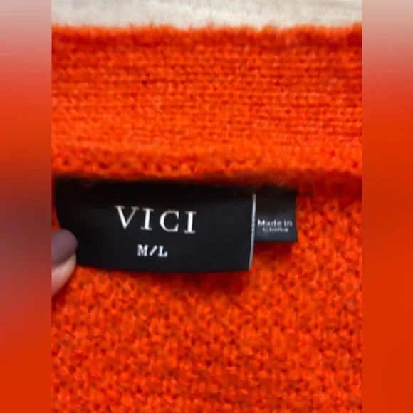 Vici Orange, Pink & Gray Colorblock Open-Front Cardigan - Picture 2 of 3